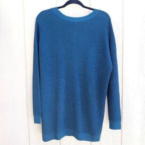 BCBGeneration Sweater Metallic Teal Oversized Slouchy High Low Size M/L - Picture 10 of 14